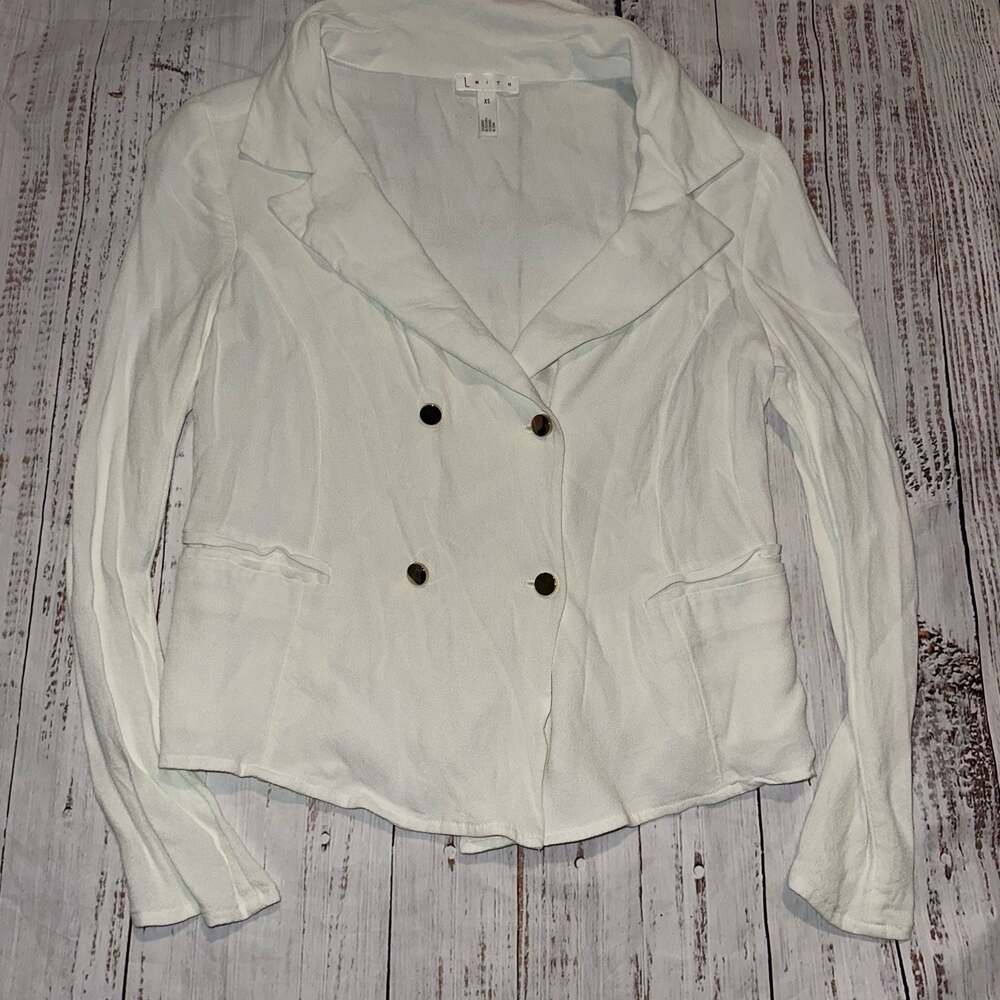 Leith Double-Breasted White Blazer Jacket Old Money Quiet Luxury Preppy-XS